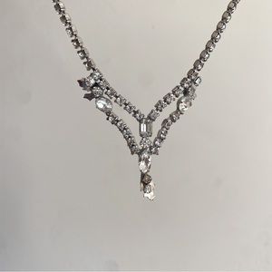 Elegant Rhinestone Two-Tier Pointed Necklace